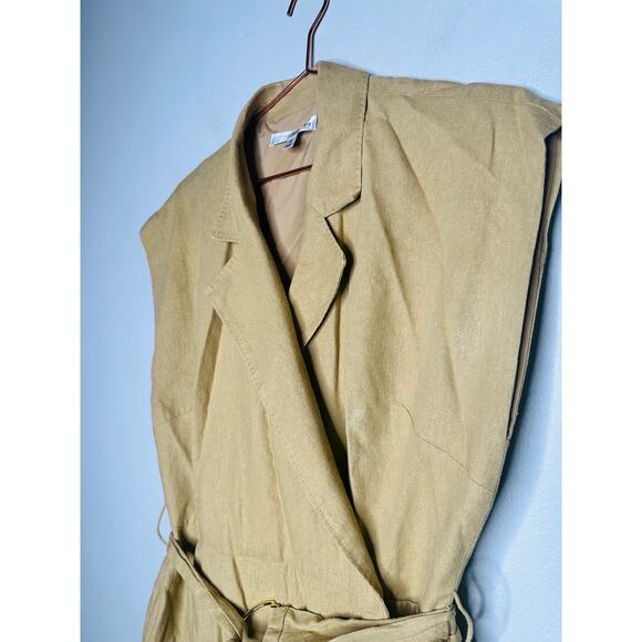 TOCCIN X RTR Khaki Brown Linen Blend Belted Utility Sarong Romper Size 10 - Picture 6 of 16
